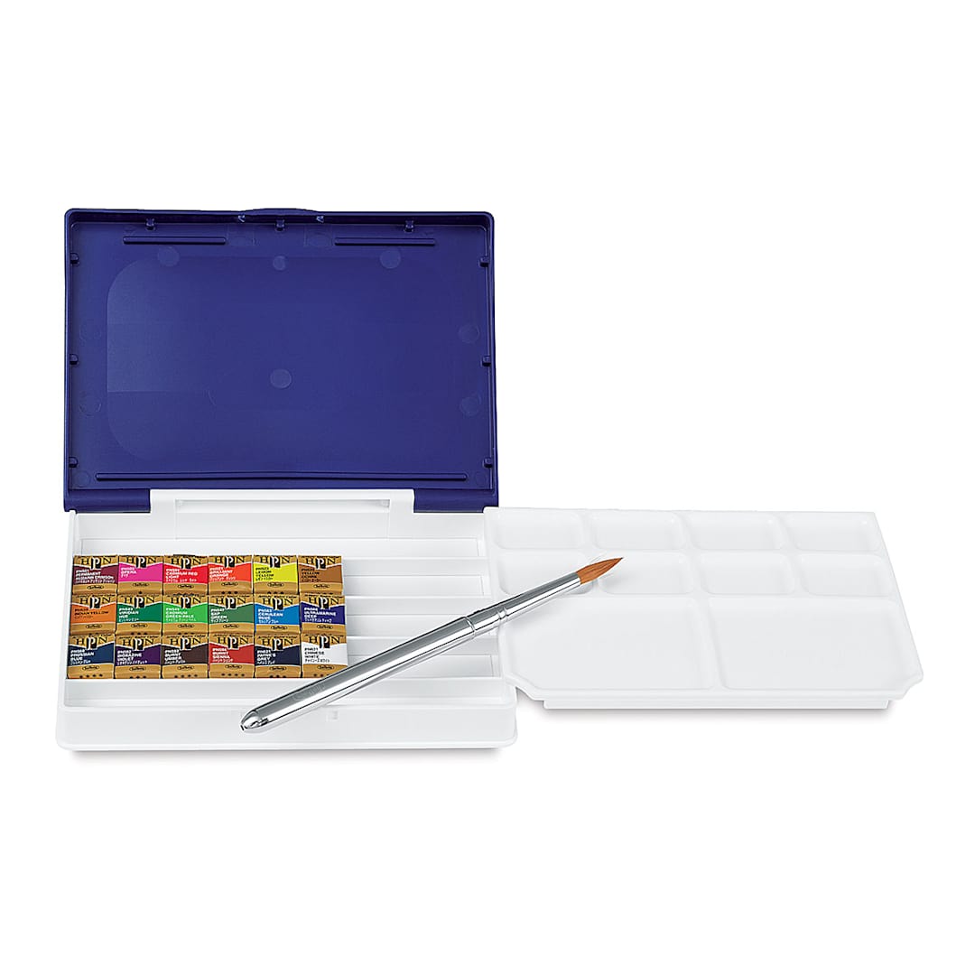 Open in modal - Holbein Artists' Watercolor Half Pans - Set of 18, Assorted Colors