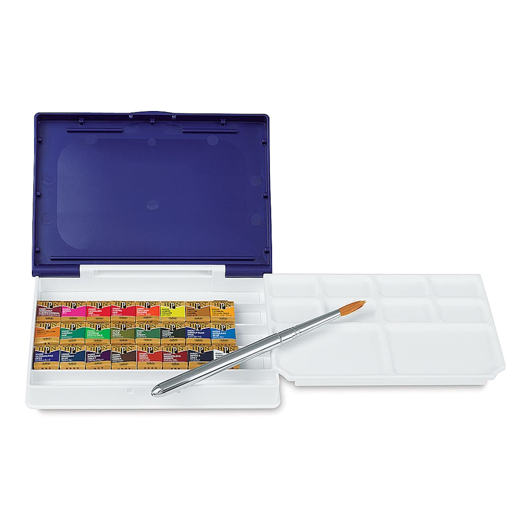 Open in modal - Holbein Artists' Watercolor Half Pans - Set of 24, Assorted Colors