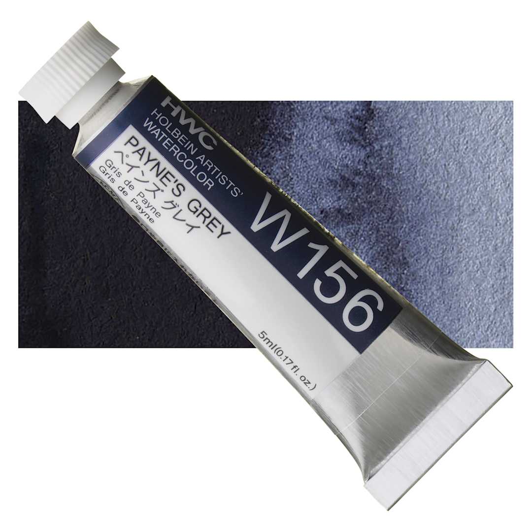 Open in modal - Holbein Artists' Watercolor - Payne's Grey, 5 ml tube and swatch