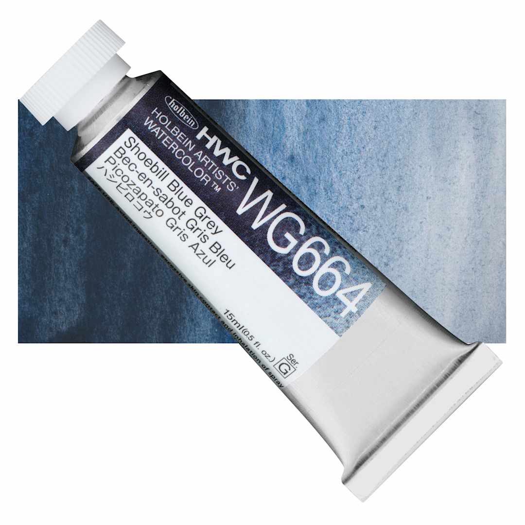 Open in modal - Holbein Artists' Watercolor - Shoebill Blue Grey, 15 ml tube and swatch