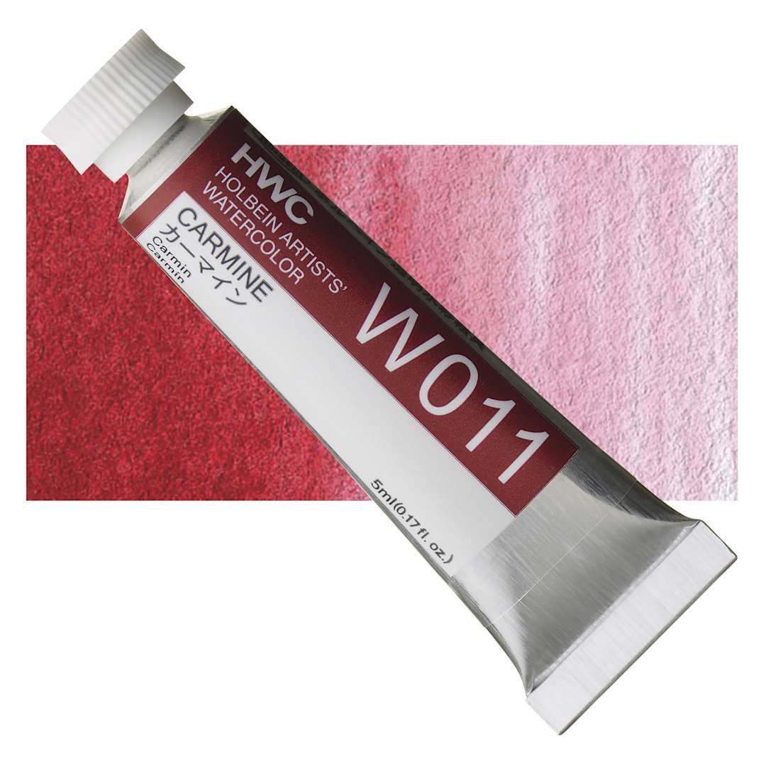 Open in modal - Holbein Artists' Watercolor - Carmine, 5 ml tube and swatch