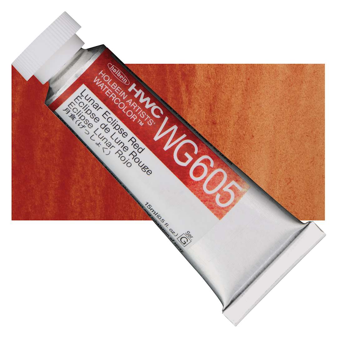 Open in modal - Holbein Artists' Watercolor - Lunar Eclipse Red, 15 ml tube and swatch