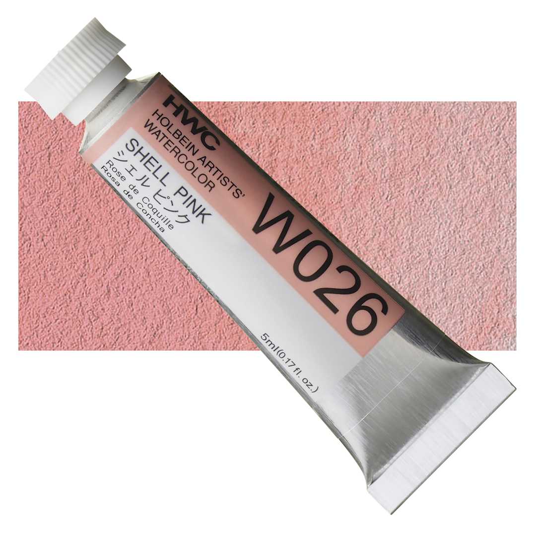 Open in modal - Holbein Artists' Watercolor - Shell Pink, 5 ml tube and swatch