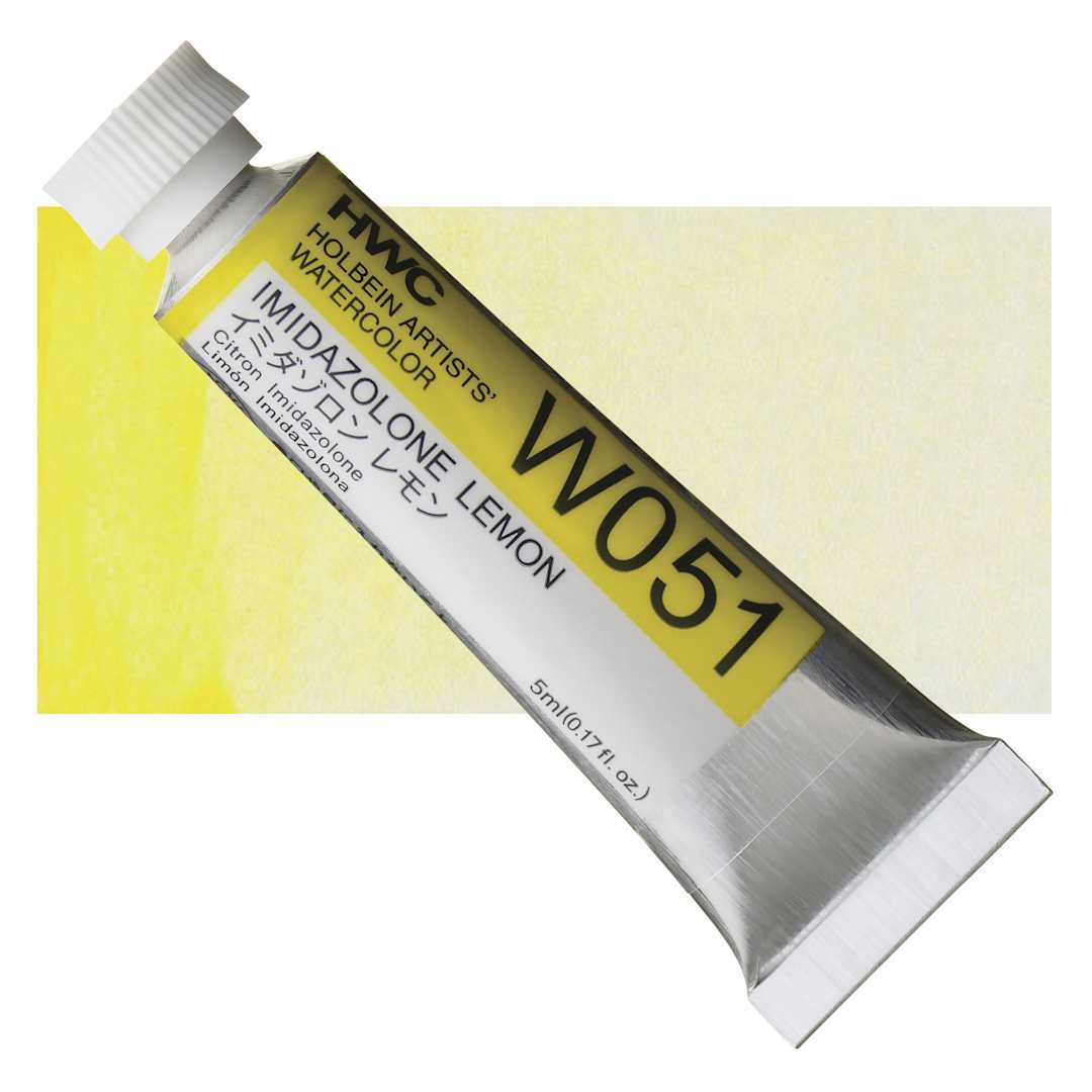 Open in modal - Holbein Artists' Watercolor - Imidazolone Lemon, 5 ml tube and swatch