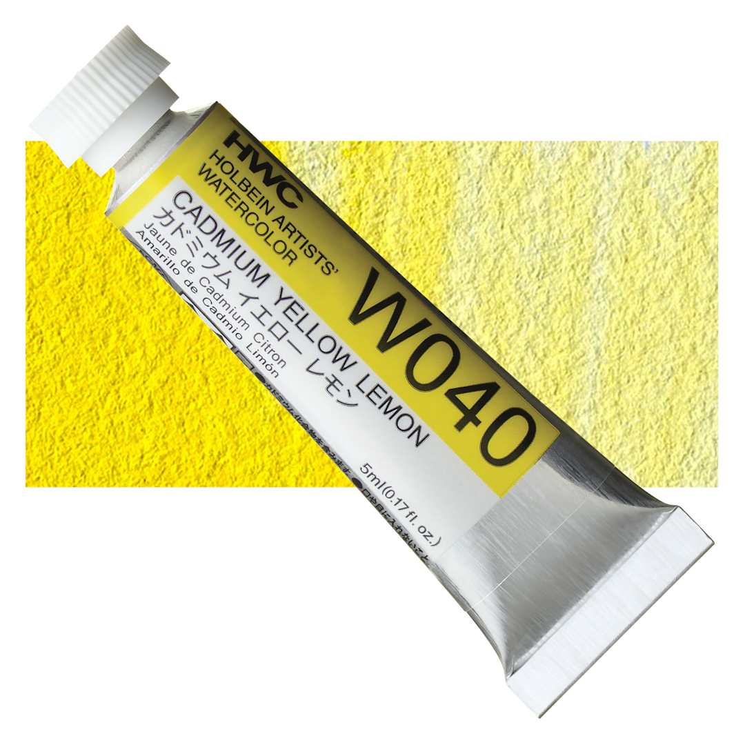 Open in modal - Holbein Artists' Watercolor - Cadmium Yellow Lemon, 5 ml tube and swatch