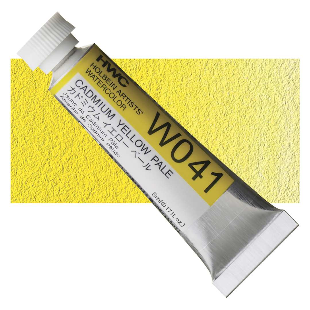 Open in modal - Holbein Artists' Watercolor - Cadmium Yellow Pale, 5 ml tube and swatch