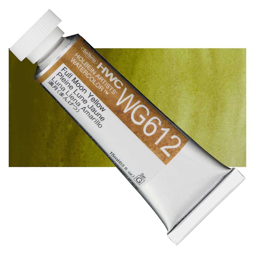 Open in modal - Holbein Artists' Watercolor - Full Moon Yellow, 15 ml tube and swatch