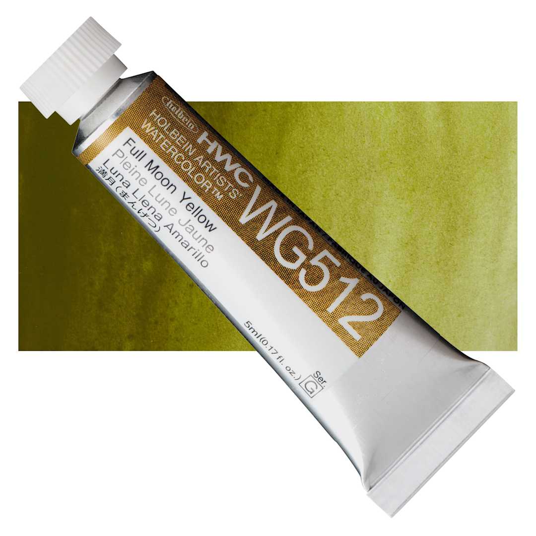 Open in modal - Holbein Artists' Watercolor - Full Moon Yellow, 5 ml tube and swatch