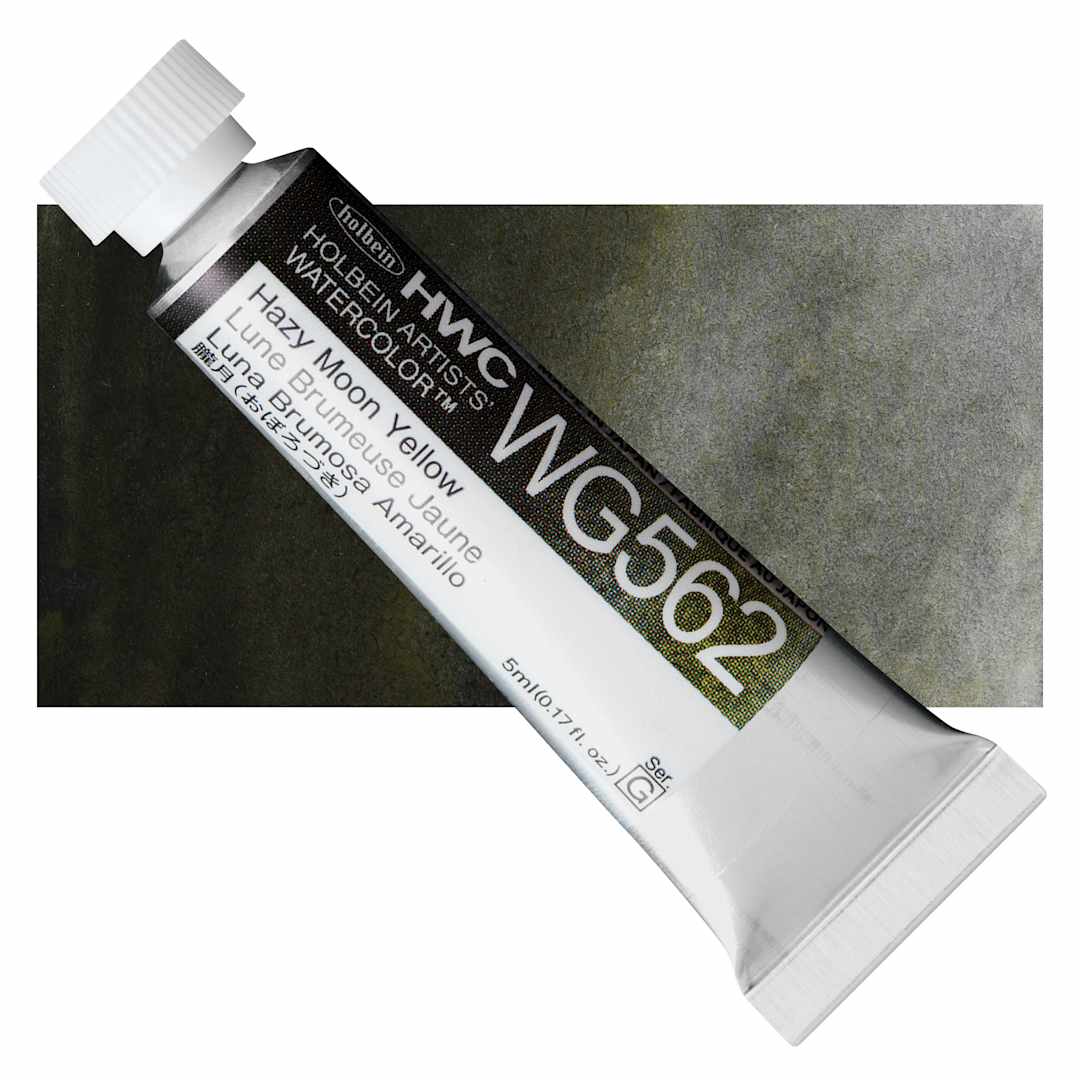 Open in modal - Holbein Artists' Watercolor - Hazy Moon Yellow, 5 ml tube and swatch