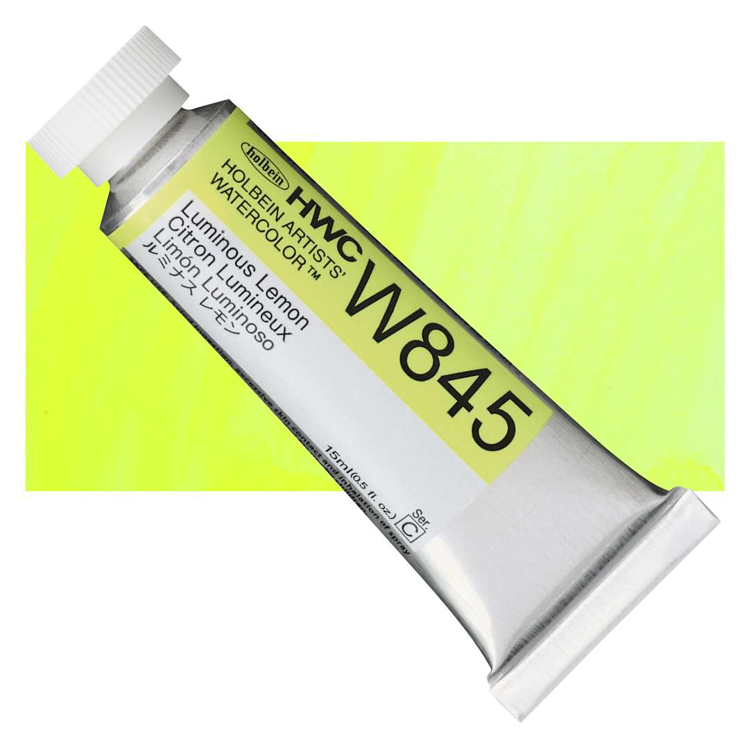 Open in modal - Holbein Artists' Watercolor - Luminous Lemon, 15 ml Tube and swatch