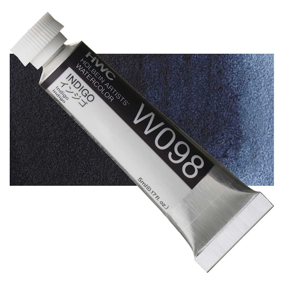 Open in modal - Holbein Artists' Watercolor - Indigo, 5 ml tube and swatch
