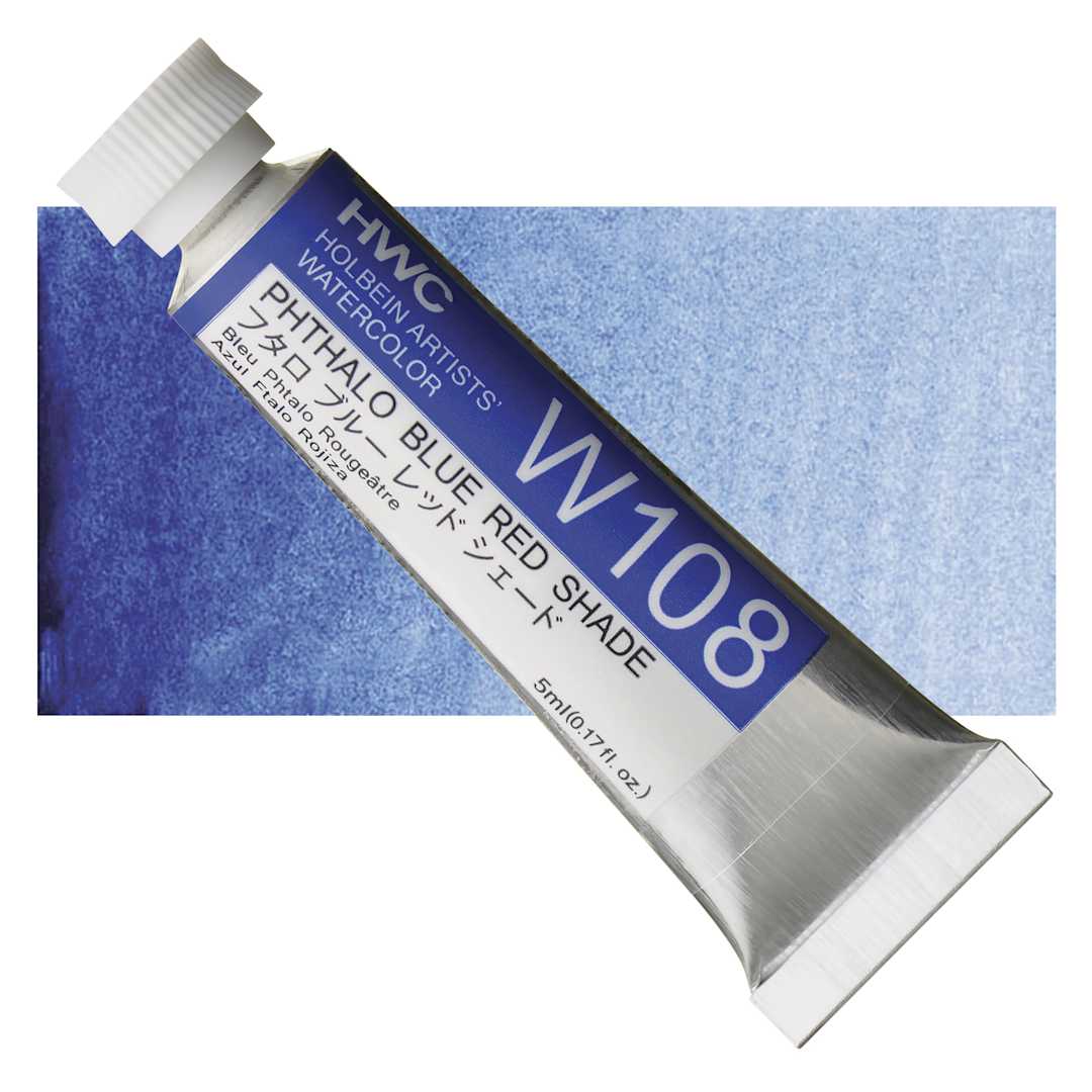 Open in modal - Holbein Artists' Watercolor - Phthalo Blue Red Shade, 5 ml tube and swatch