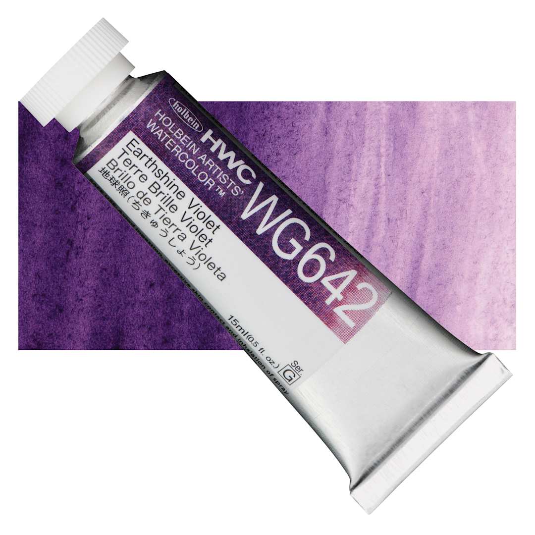 Open in modal - Holbein Artists' Watercolor - Earthshine Violet, 15 ml tube and swatch