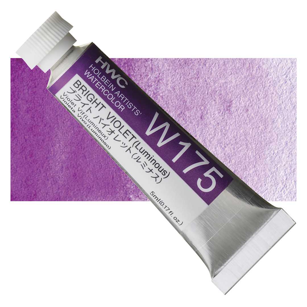 Open in modal - Holbein Artists' Watercolor - Bright Violet, 5 ml tube and swatch