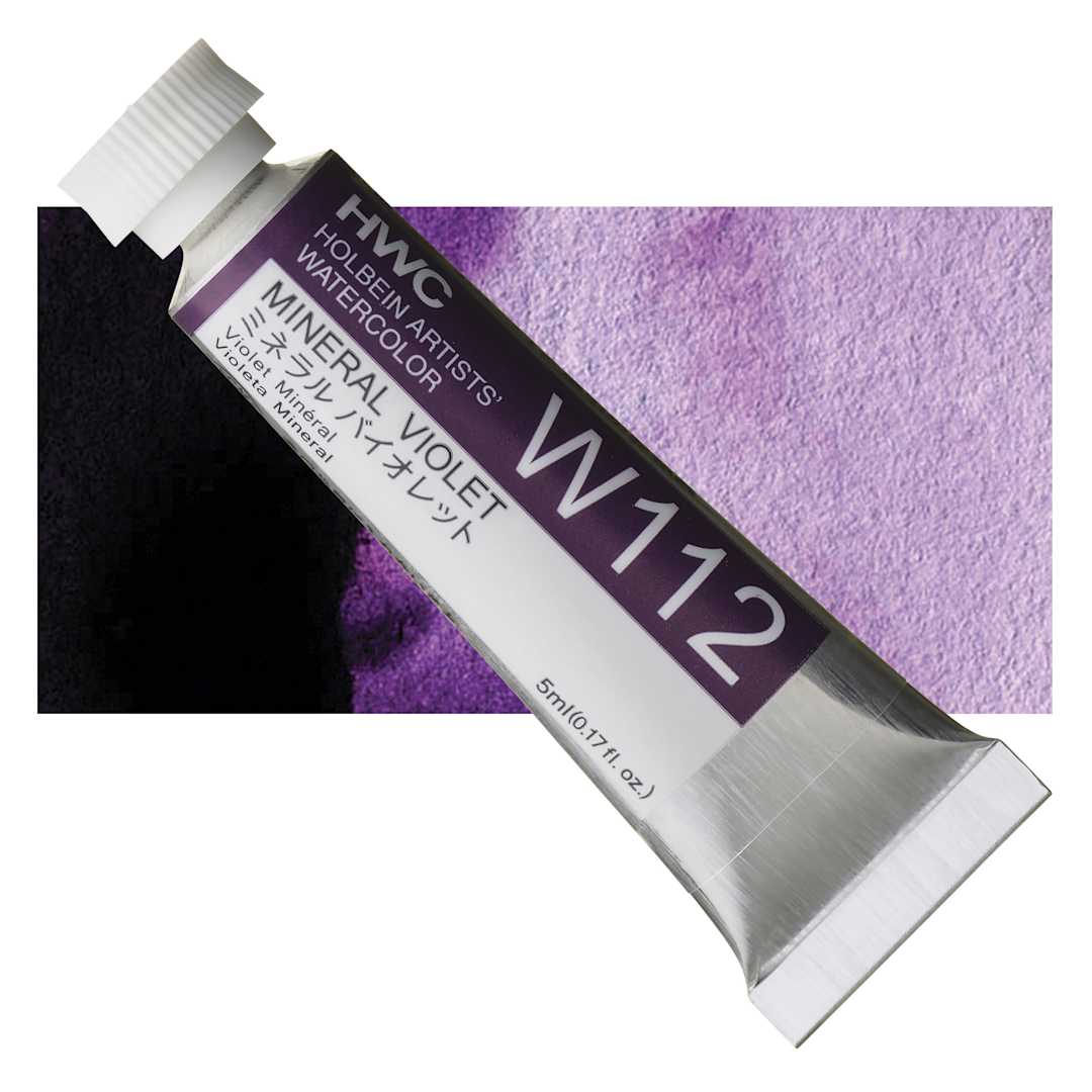 Open in modal - Holbein Artists' Watercolor - Mineral Violet, 5 ml tube and swatch