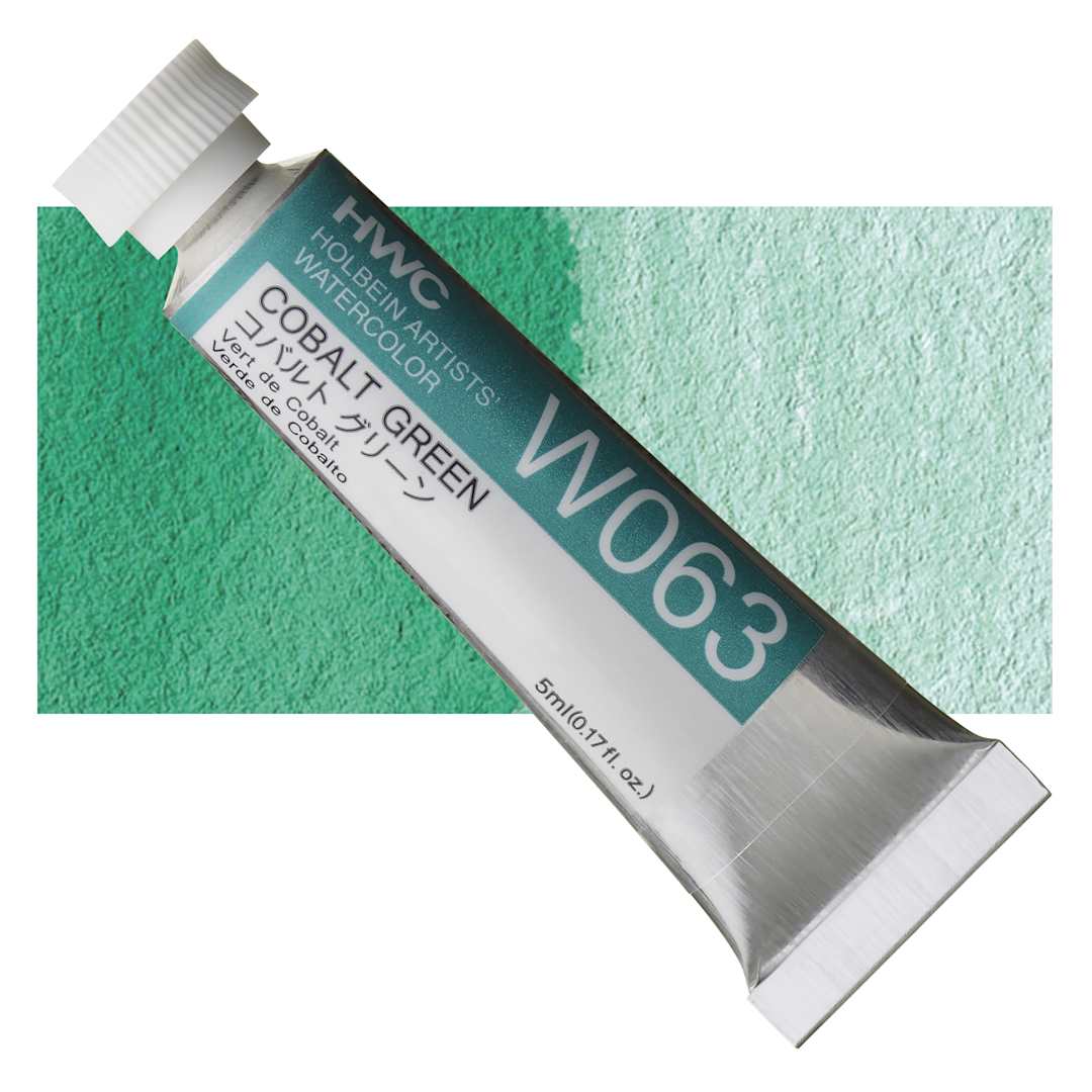 Open in modal - Holbein Artists' Watercolor - Cobalt Green, 5 ml tube and swatch