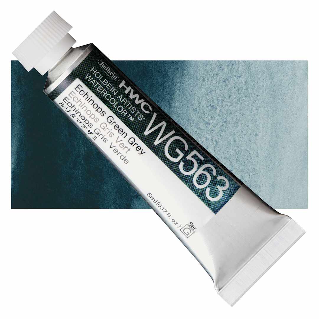 Open in modal - Holbein Artists' Watercolor - Echinops Green Grey, 5 ml tube and swatch