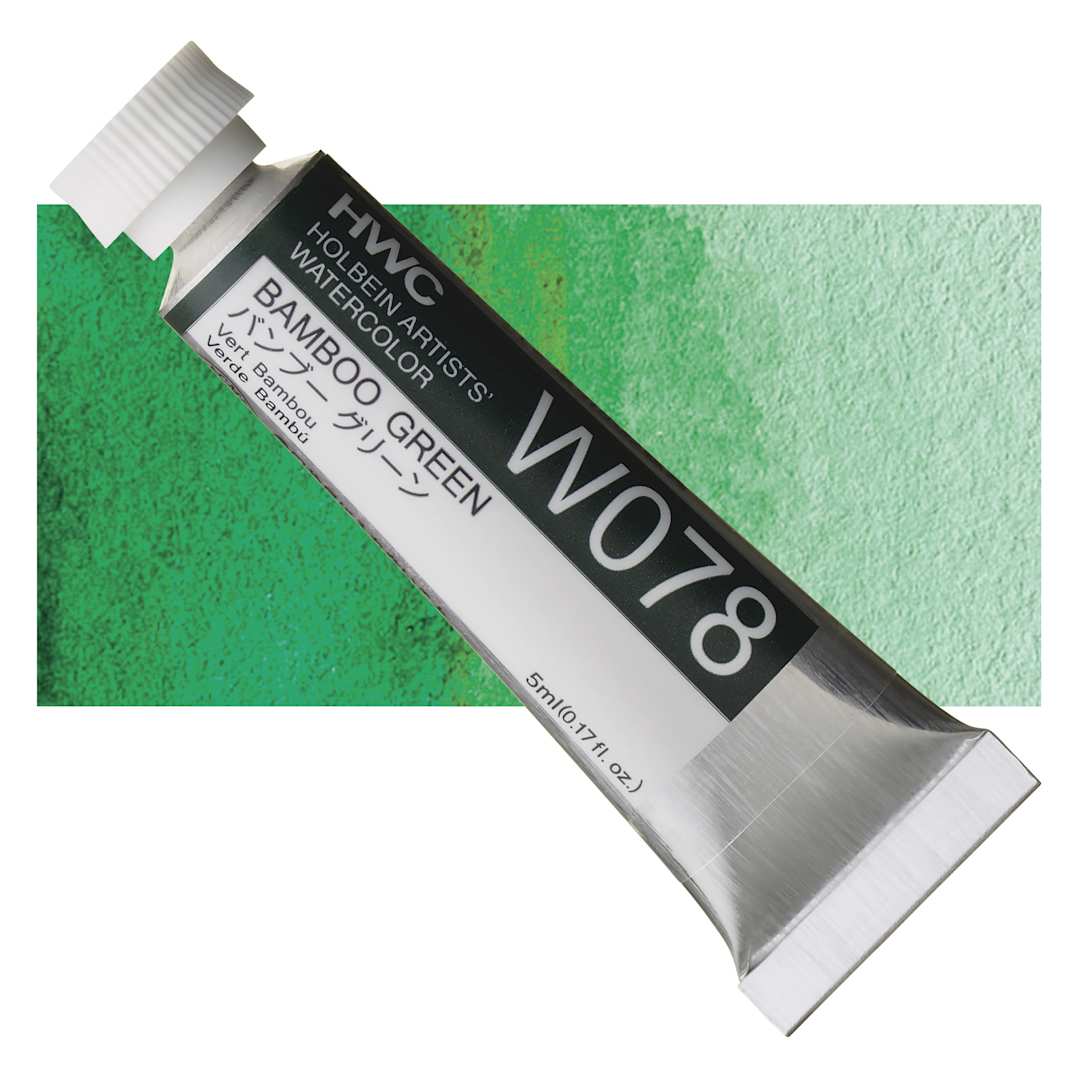 Open in modal - Holbein Artists' Watercolor - Bamboo Green, 5 ml tube and swatch