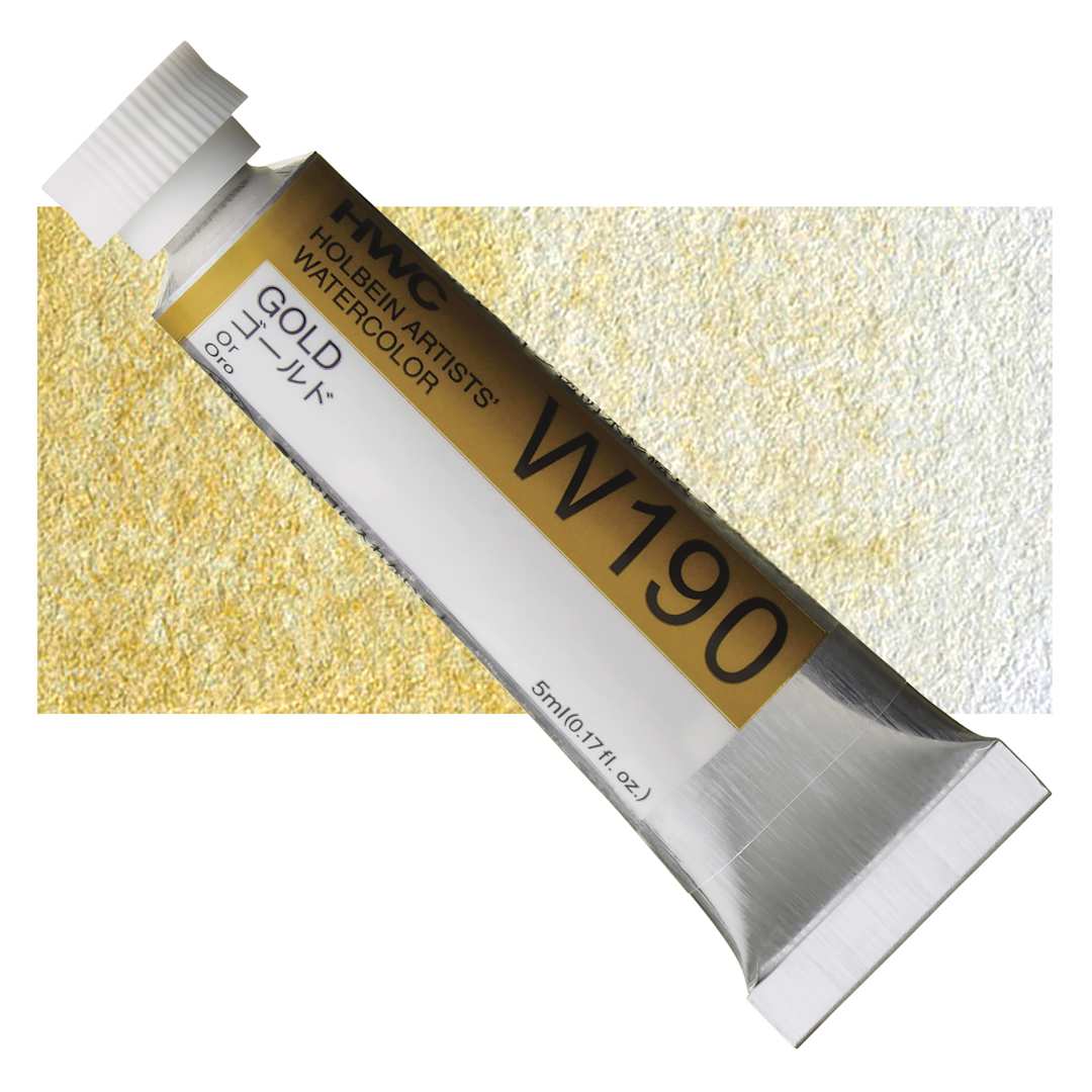 Open in modal - Holbein Artists' Watercolor - Gold, 5 ml tube and swatch