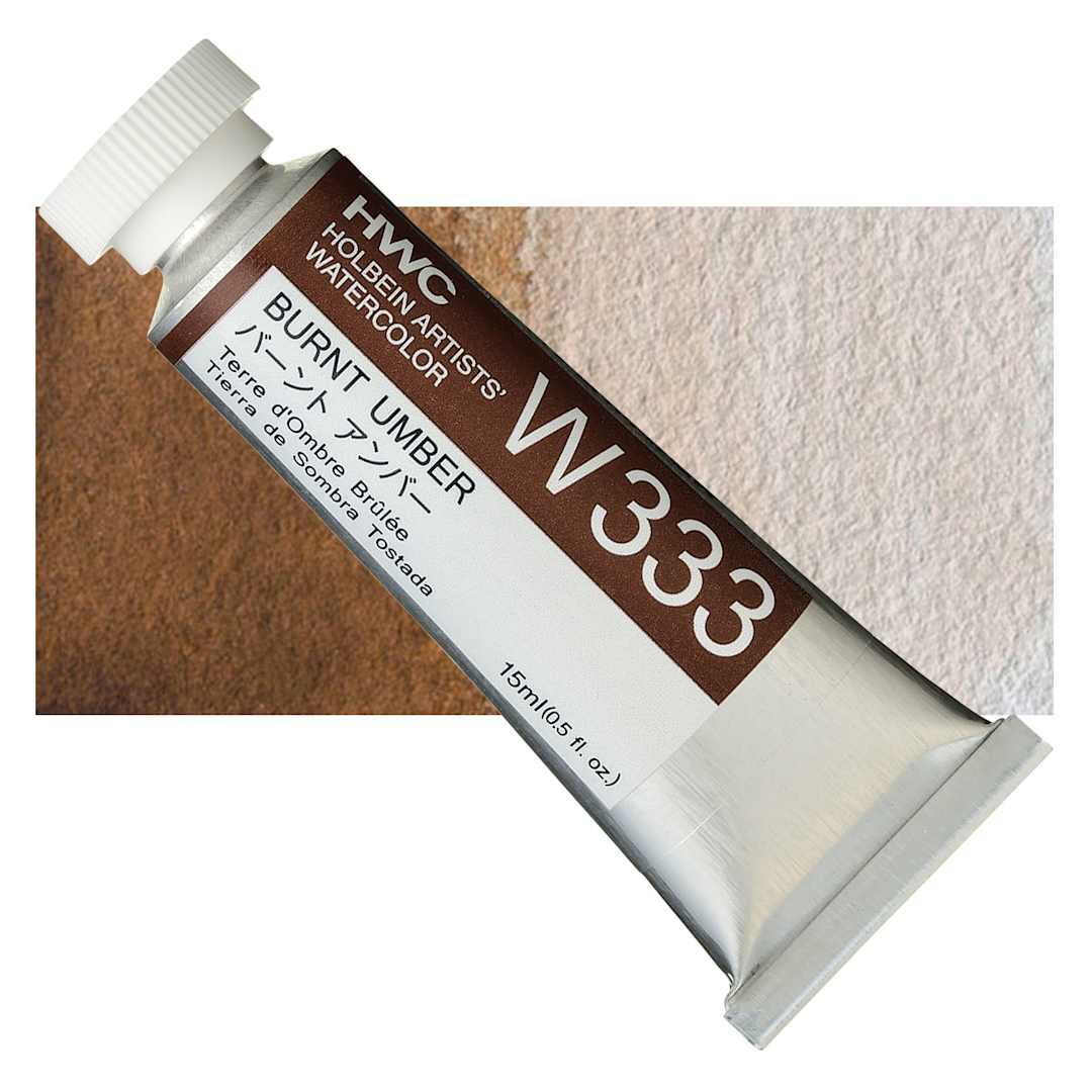 Open in modal - Holbein Artists' Watercolor - Burnt Umber, 15 ml tube and swatch