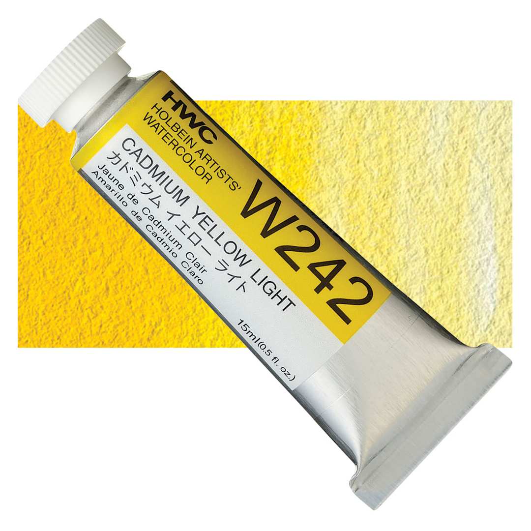 Open in modal - Holbein Artists' Watercolor - Cadmium Yellow Light, 15 ml tube and swatch
