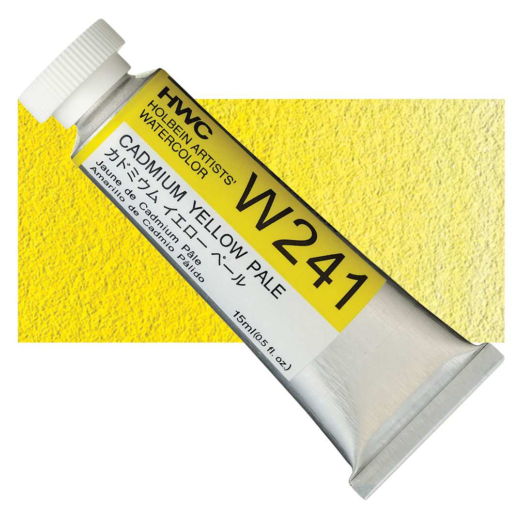 Open in modal - Holbein Artists' Watercolor - Cadmium Yellow Pale, 15 ml tube and swatch