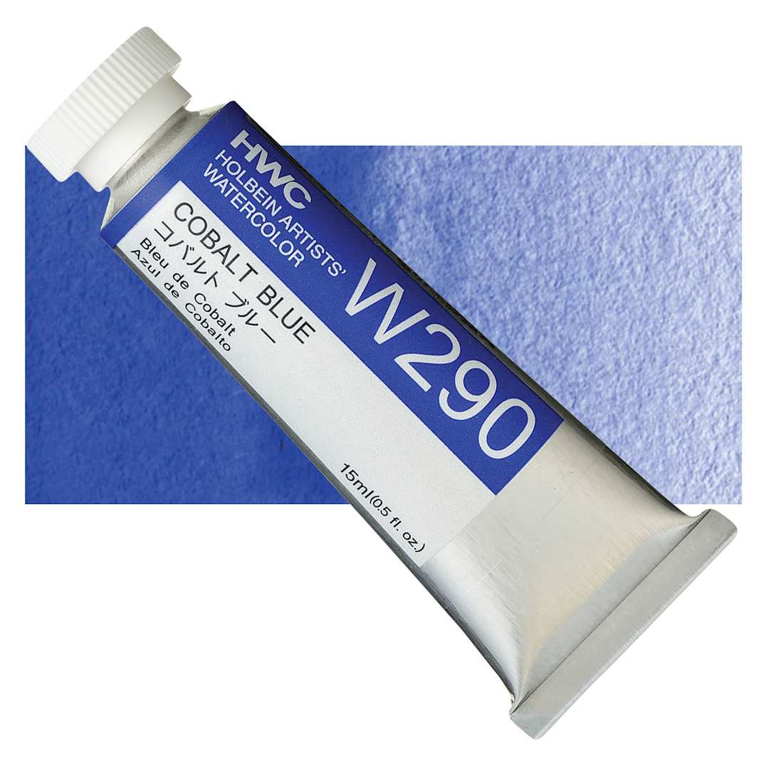 Open in modal - Holbein Artists' Watercolor - Cobalt Blue, 15 ml tube and swatch