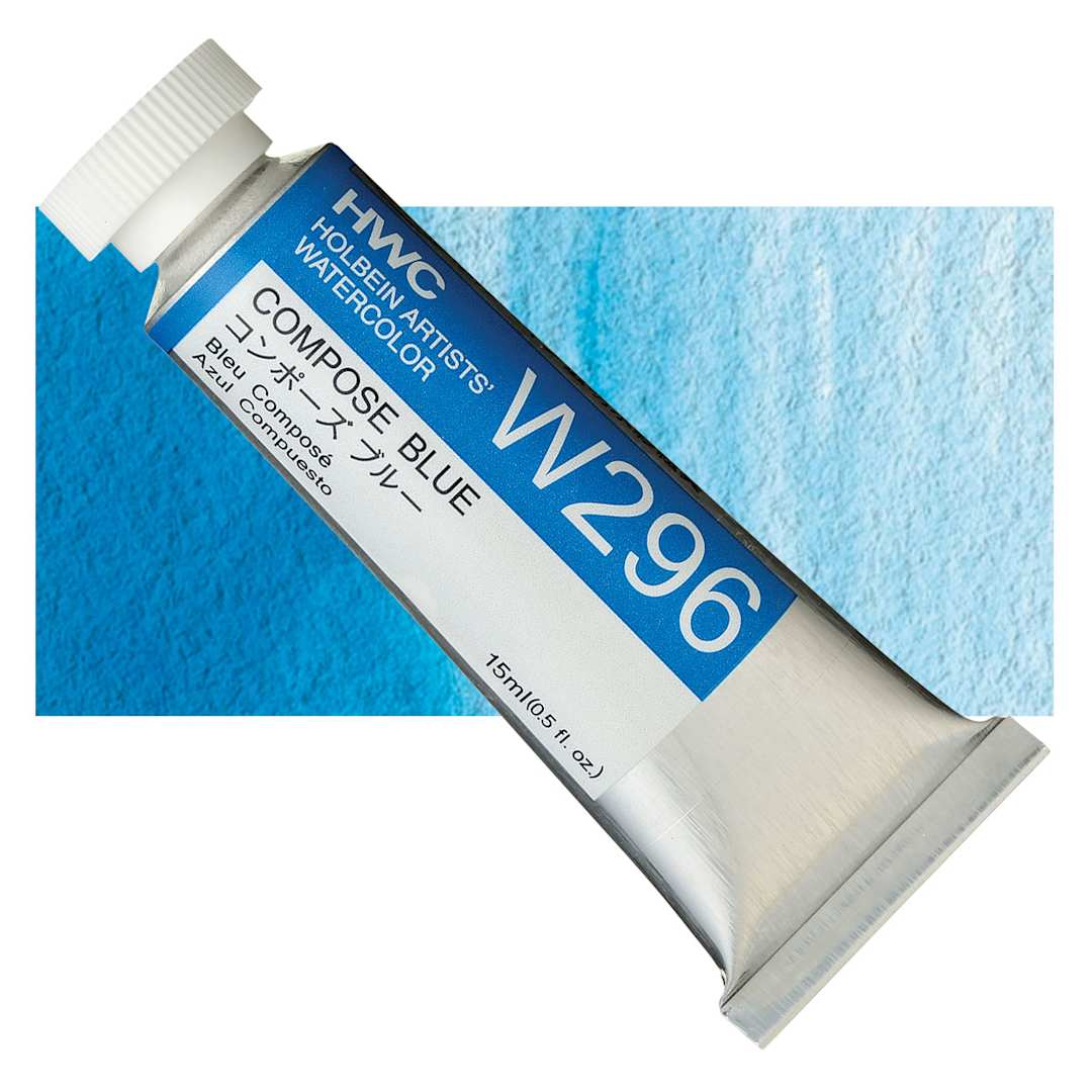 Open in modal - Holbein Artists' Watercolor - Compose Blue, 15 ml tube and swatch