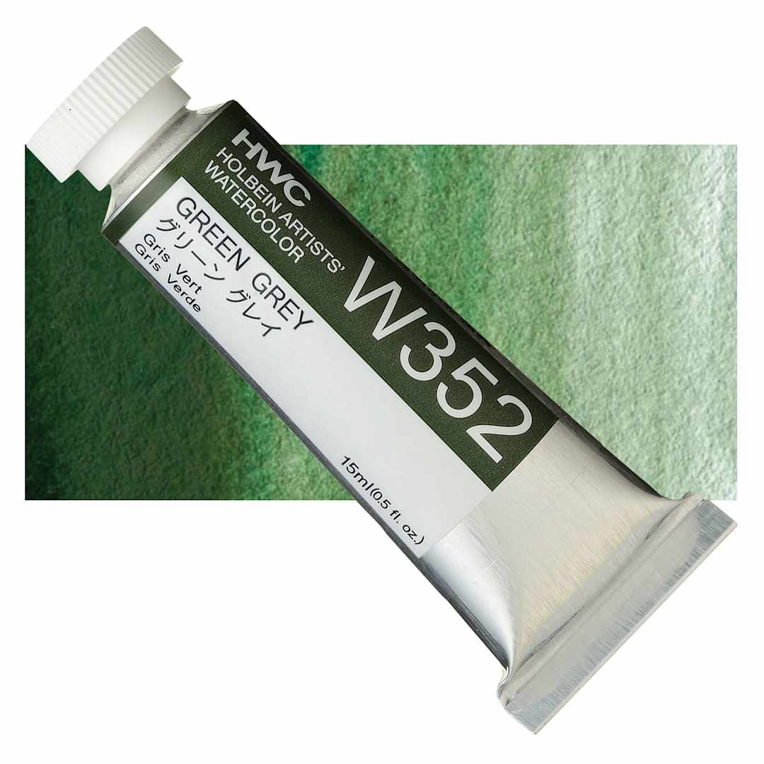 Open in modal - Holbein Artists' Watercolor - Green Grey, 15 ml tube and swatch