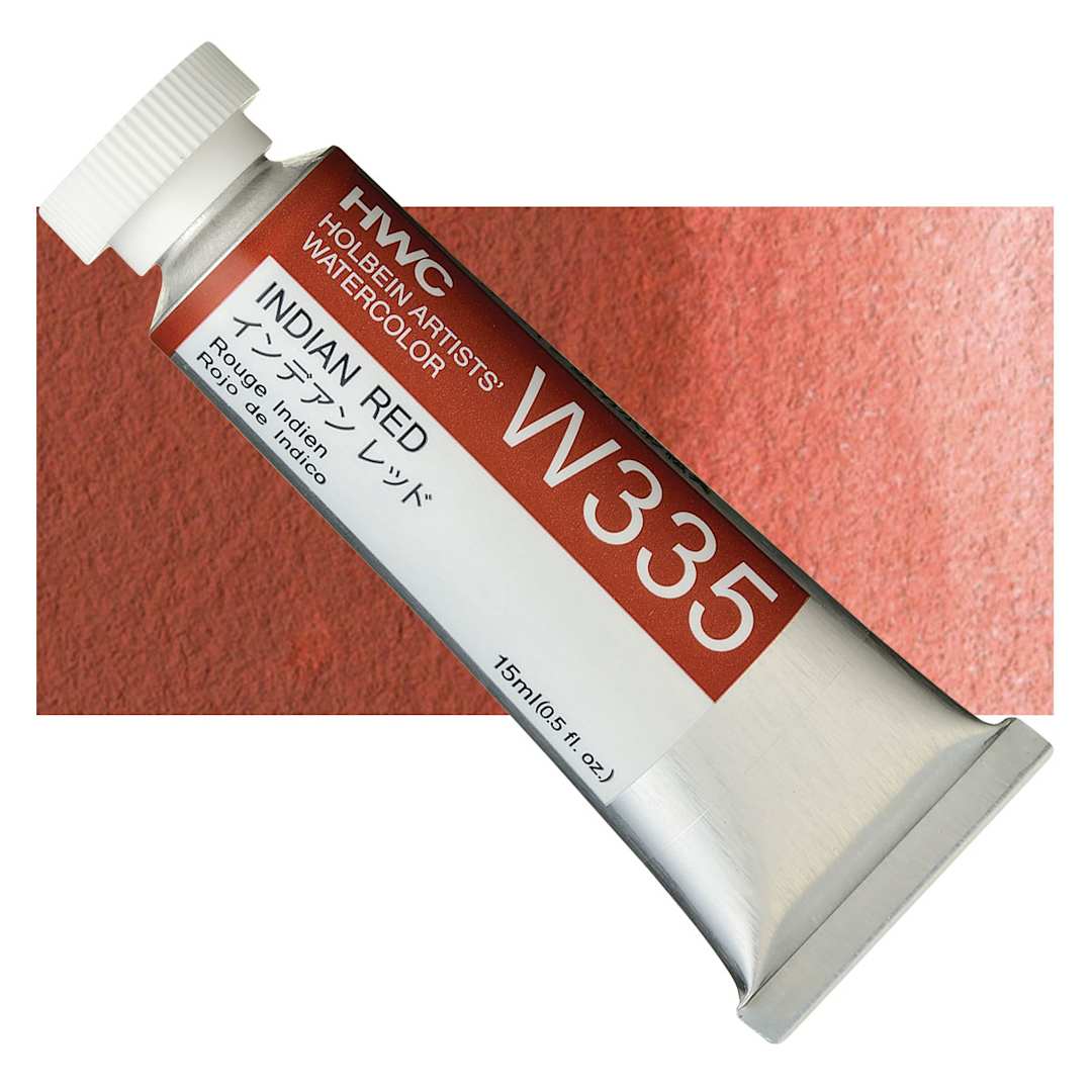 Open in modal - Holbein Artists' Watercolor - Indian Red, 15 ml tube and swatch
