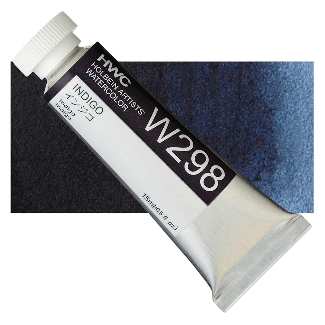 Open in modal - Holbein Artists' Watercolor - Indigo, 15 ml tube and swatch