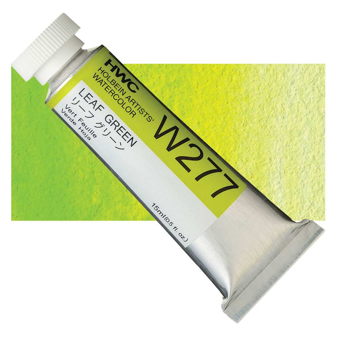 Open in modal - Holbein Artists' Watercolor - Leaf Green, 15 ml tube and swatch