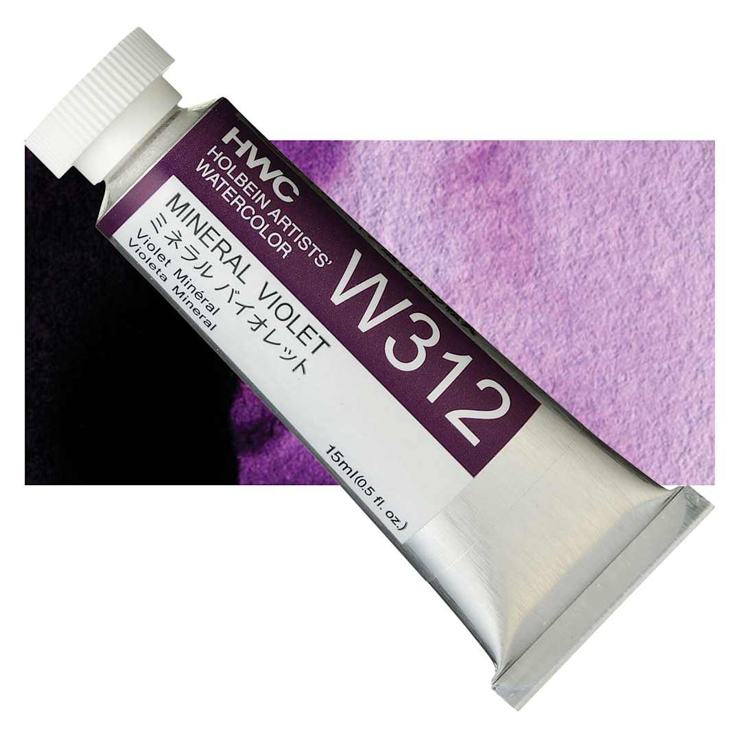Open in modal - Holbein Artists' Watercolor - Mineral Violet, 15 ml tube and swatch
