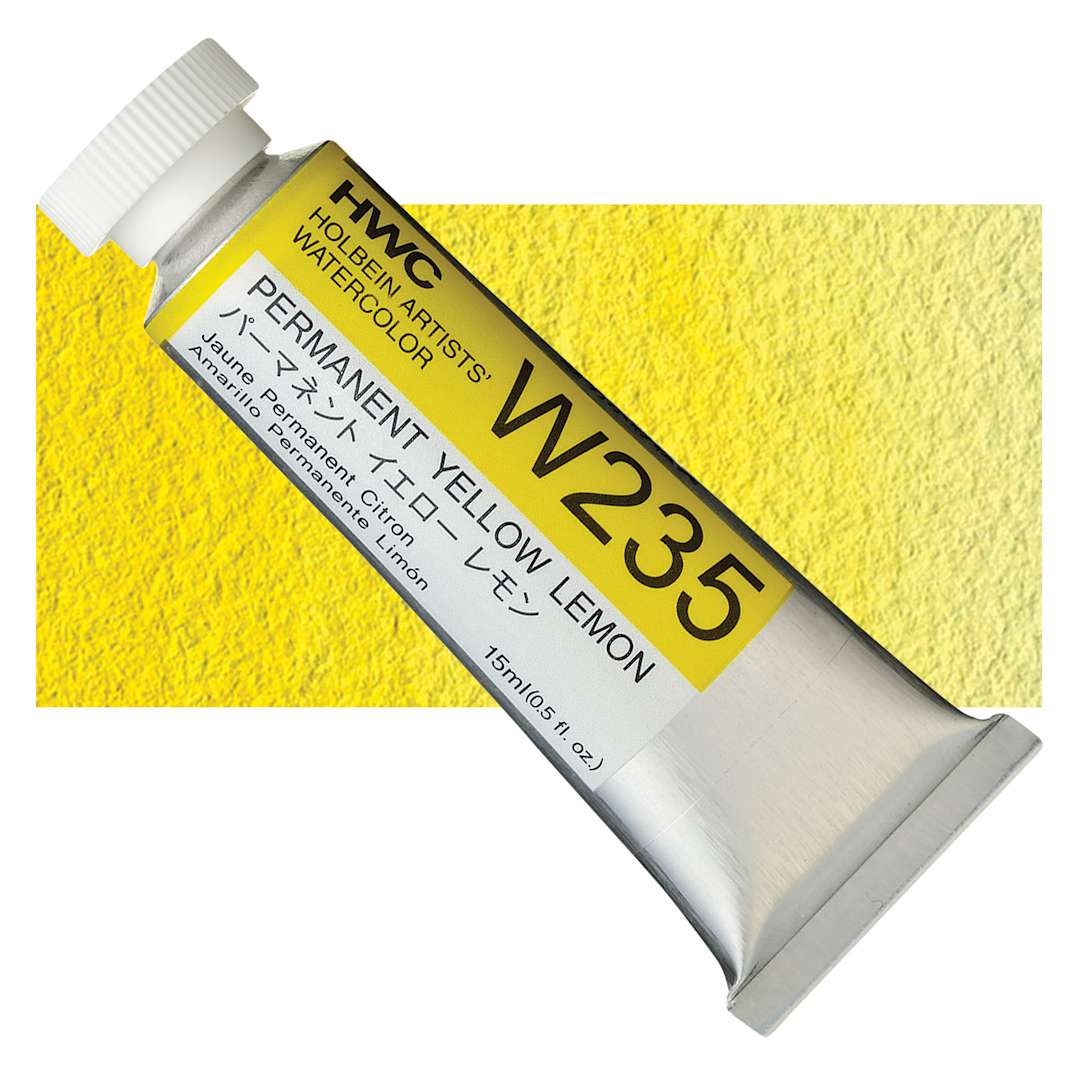 Open in modal - Holbein Artists' Watercolor - Permanent Yellow Lemon, 15 ml and swatch