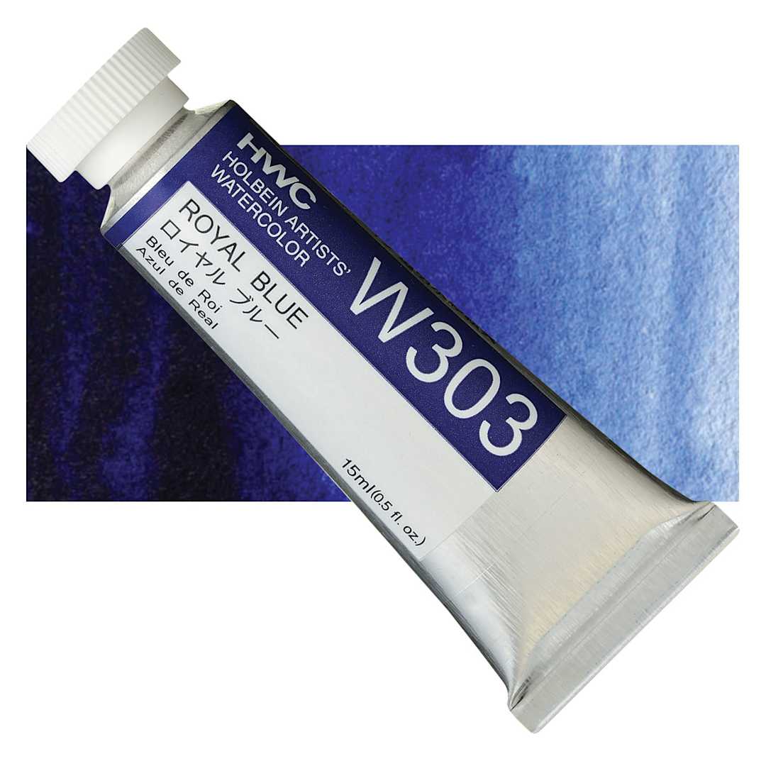 Open in modal - Holbein Artists' Watercolor - Royal Blue, 15 ml tube and swatch