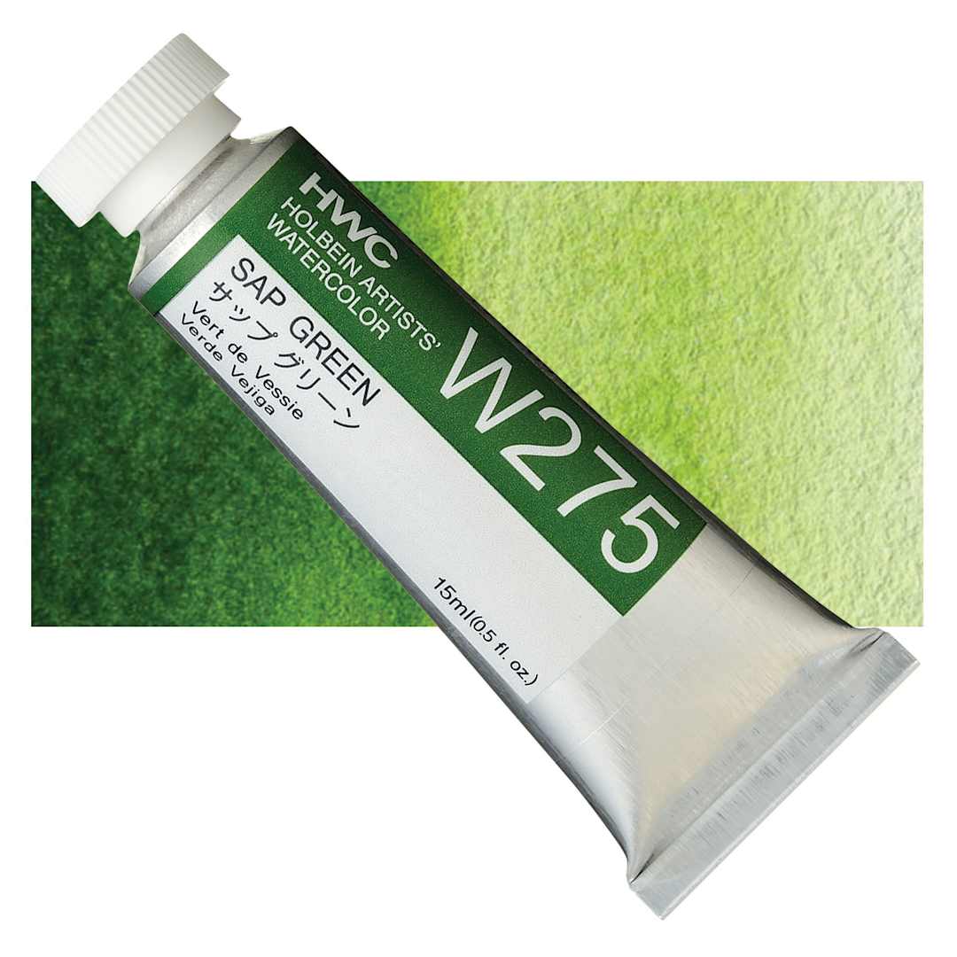 Open in modal - Holbein Artists' Watercolor - Sap Green, 15 ml tube and swatch
