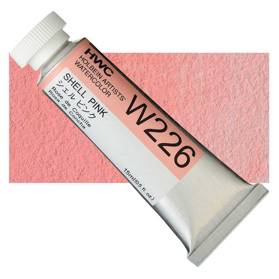 Open in modal - Holbein Artists' Watercolor - Shell Pink, 15 ml tube and swatch