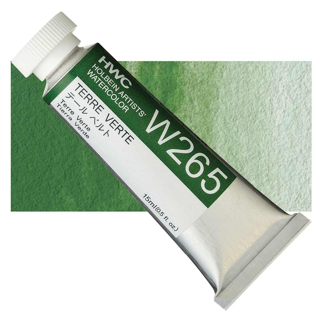 Open in modal - Holbein Artists' Watercolor - Terre Verte, 15 ml tube and swatch