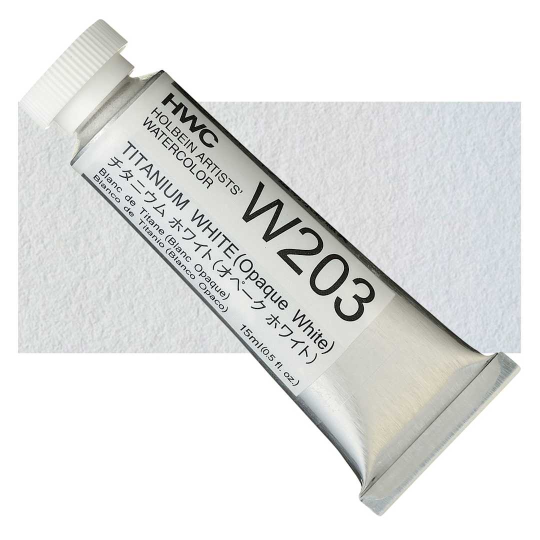 Open in modal - Holbein Artists' Watercolor - Titanium White, 15 ml Tube and swatch
