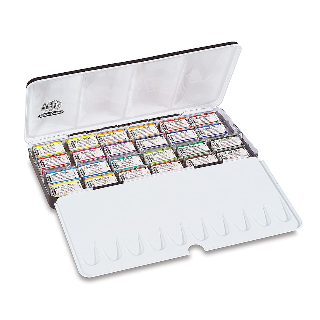 Open in modal - Schmincke Horadam Aquarell Watercolor Pans - Assorted Colors, Set of 24, Full Pans