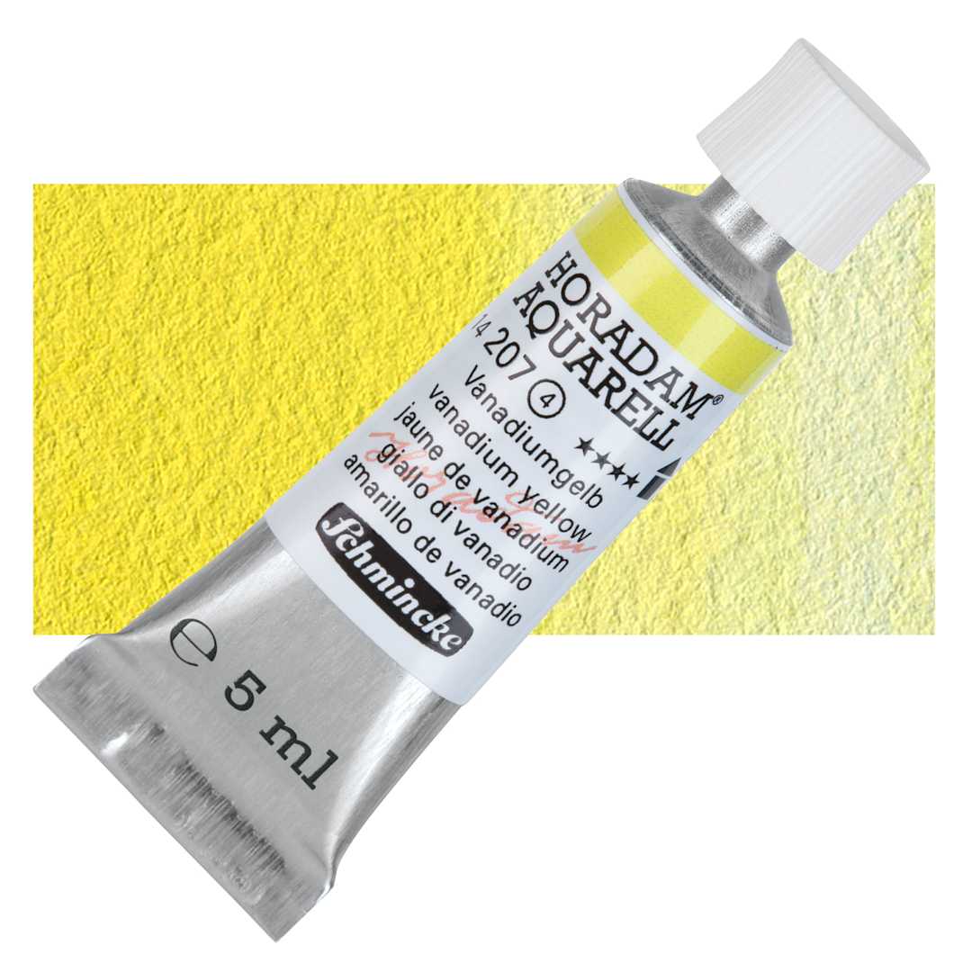 Open in modal - Schmincke Horadam Aquarell Artist Watercolor - Vanadium Yellow, 5 ml tube and swatch