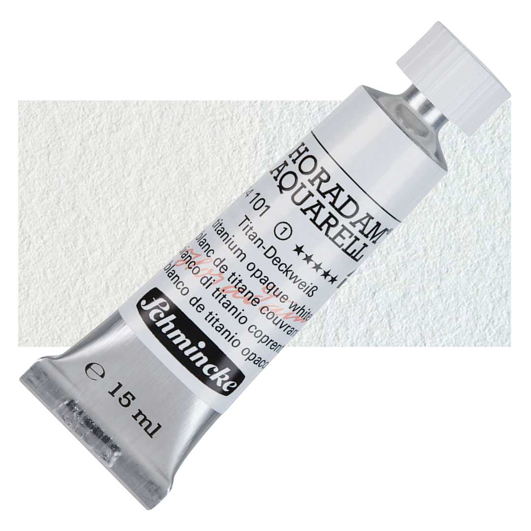 Open in modal - Schmincke Horadam Aquarell Watercolor - Titanium Opaque White, 15 ml tube and swatch