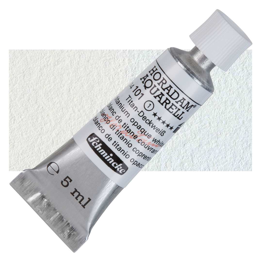 Open in modal - Schmincke Horadam Aquarell Artist Watercolor - Titanium Opaque White, 5 ml tube and swatch