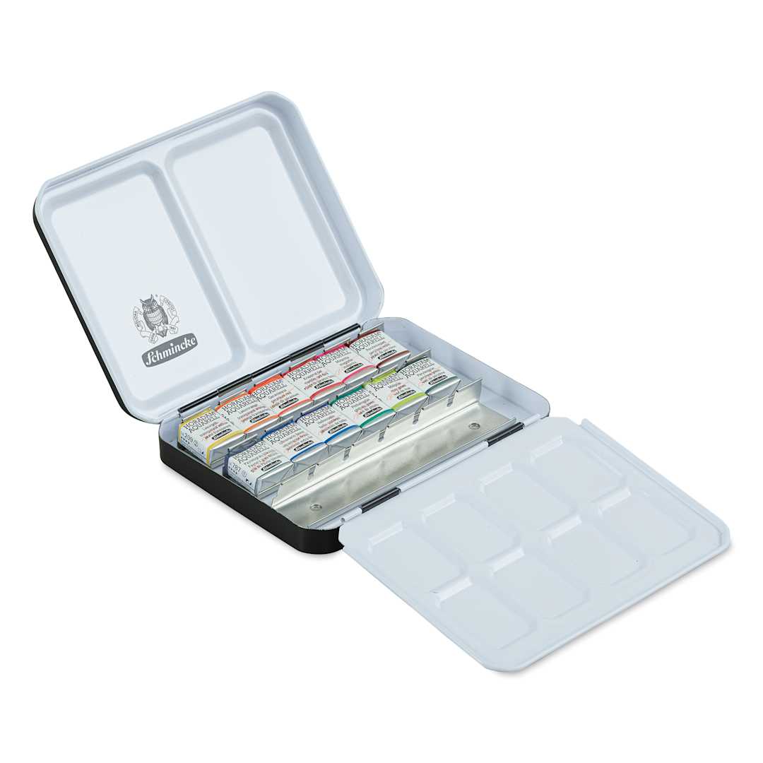 Open in modal - Schmincke Horadam Aquarell Watercolor Pans - Set of 12, Floral Half Pans - Blick Exclusive!