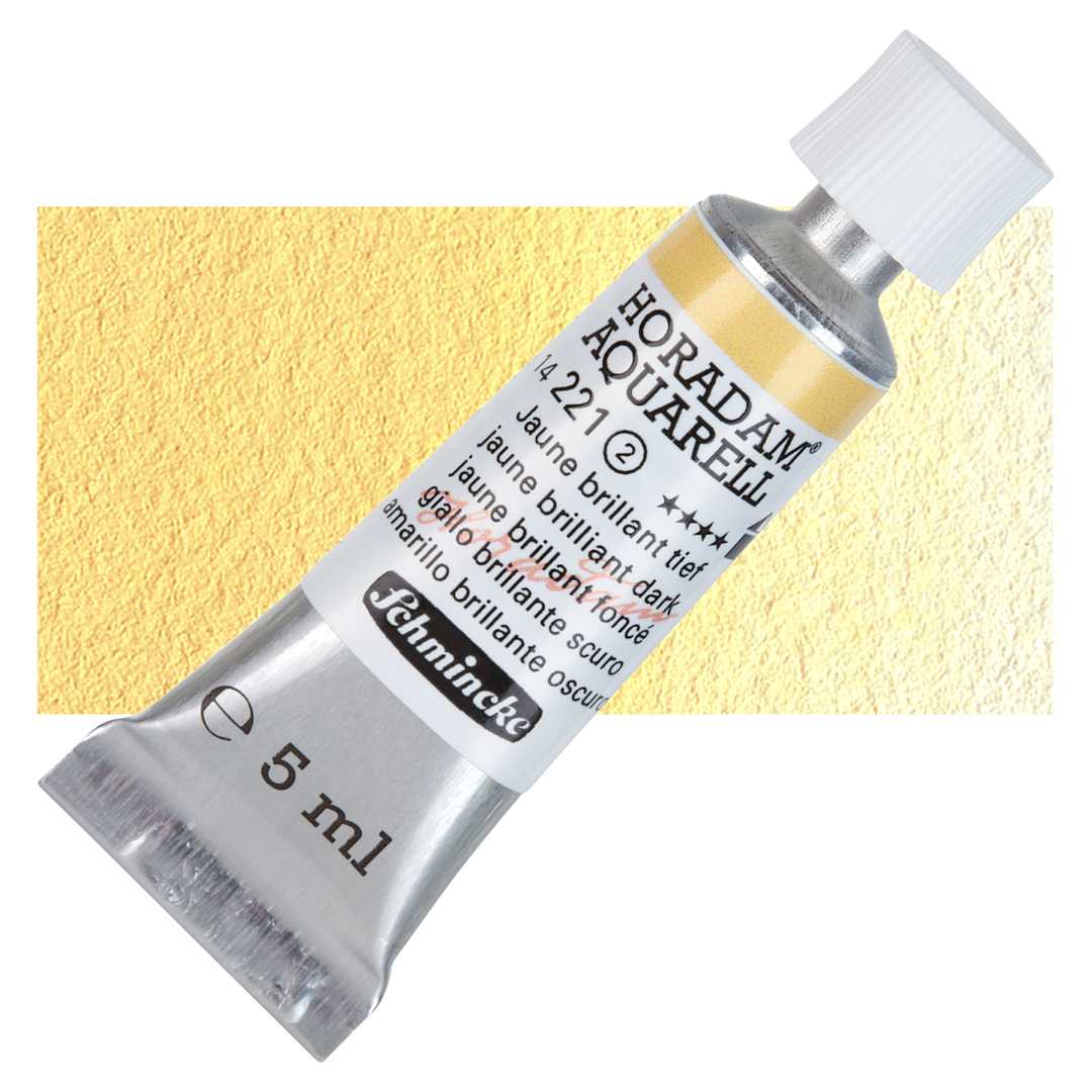 Open in modal - Schmincke Horadam Aquarell Watercolor - Jaune Brilliant Dark, 5 ml tube and swatch