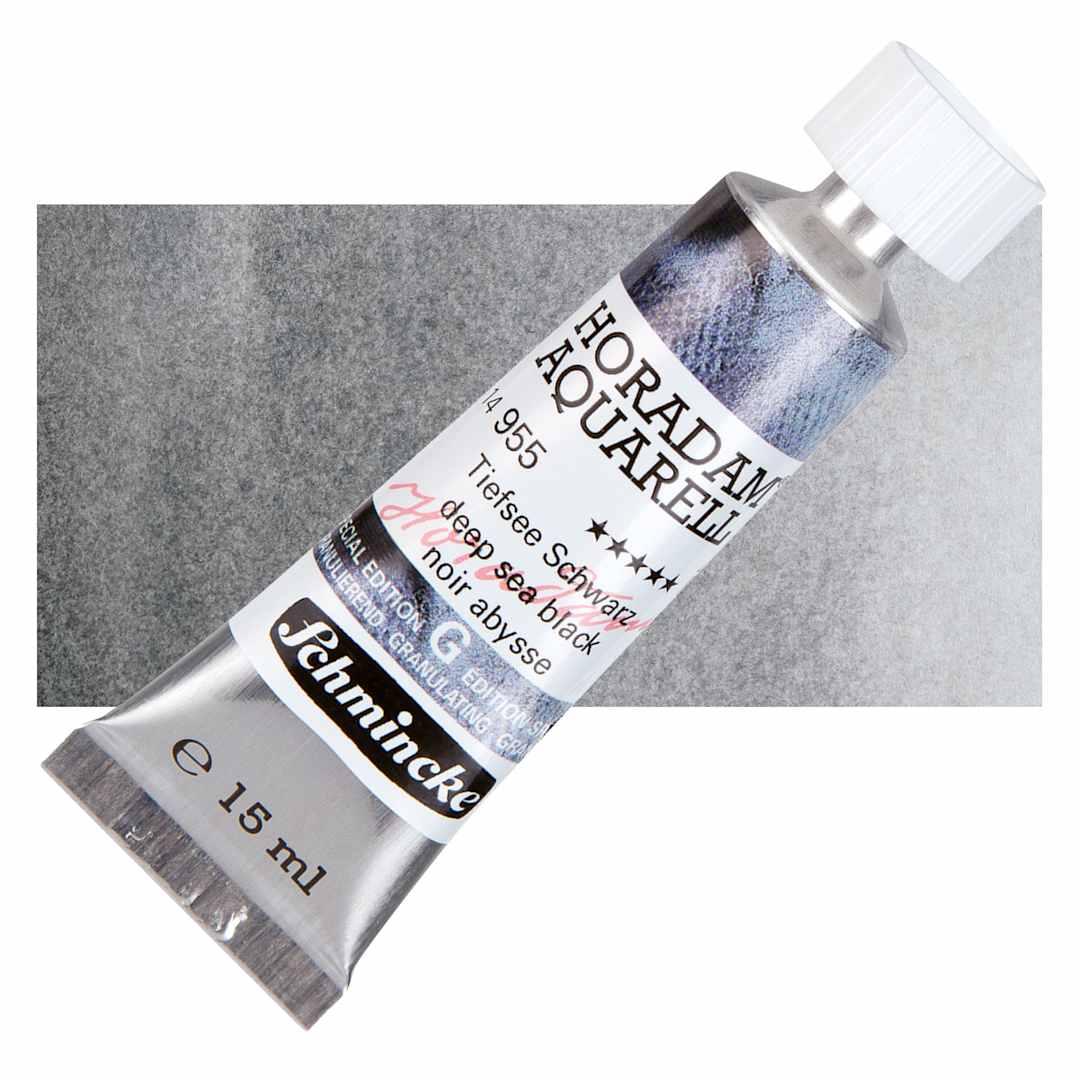 Open in modal - Schmincke Horadam Aquarell Artist Watercolor - Deep Sea Black, 15 ml, Tube and swatch
