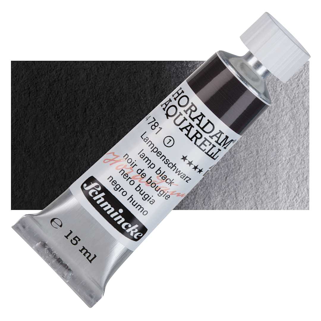 Open in modal - Schmincke Horadam Aquarell Watercolor - Lamp Black, 15 ml tube and swatch
