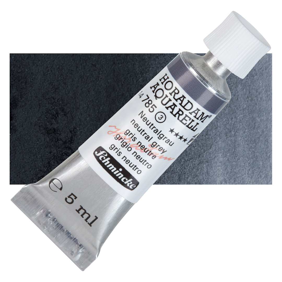 Open in modal - Schmincke Horadam Aquarell Watercolor - Neutral Grey, 5 ml tube and swatch