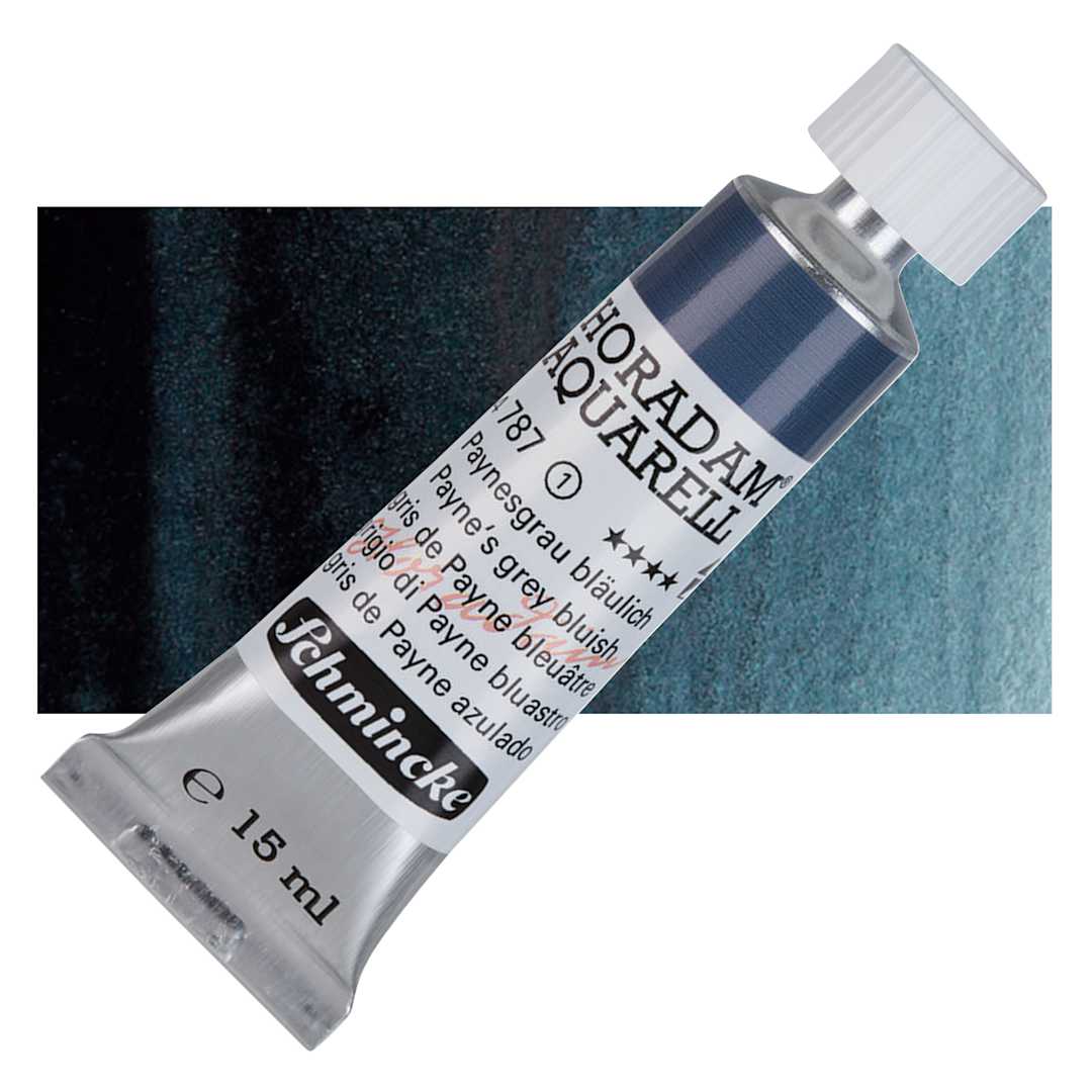 Open in modal - Schmincke Horadam Aquarell Watercolor - Payne‘s Grey Bluish, 15 ml tube and swatch