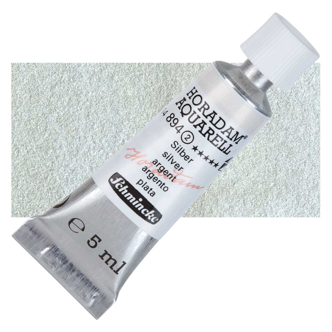 Open in modal - Schmincke Horadam Aquarell Artist Watercolor - Silver, 5 ml tube and swatch